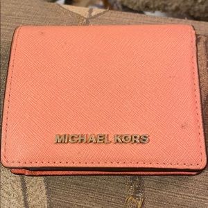 Pink Saffiano Leather Card Case